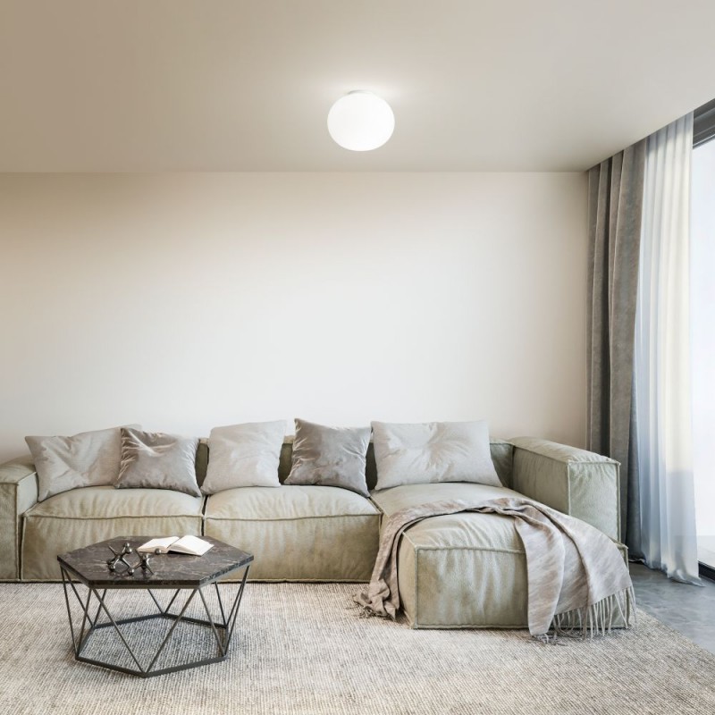 IdealLux-297743 - Cotton - White Semi Flush with White Glass ∅ 30 cm