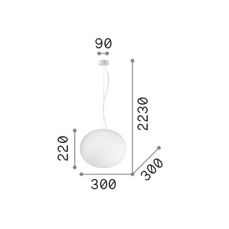 IdealLux-297767 - Cotton - White Pendant with White Glass ∅ 30 cm