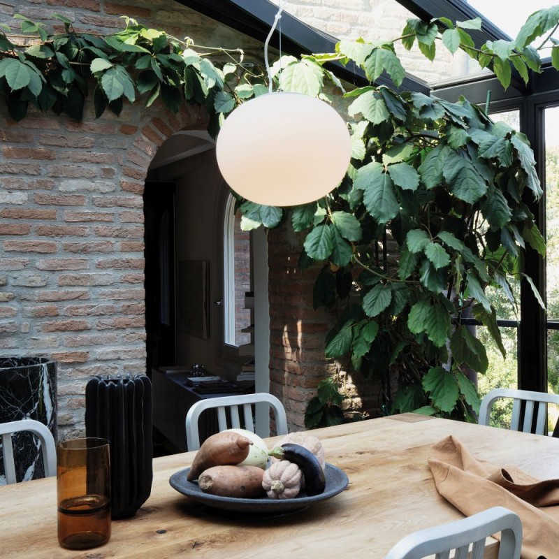 IdealLux-297767 - Cotton - White Pendant with White Glass ∅ 30 cm