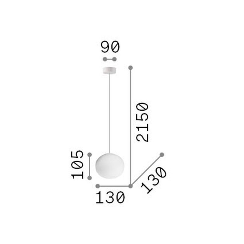 IdealLux-297781 - Cotton - White Pendant with White Glass ∅ 13 cm