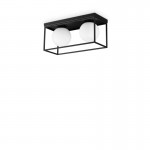 Lingotto - Matt Black 2 Light Flush with White Glass Lingotto - Matt Black 2 Light Flush with White Glass