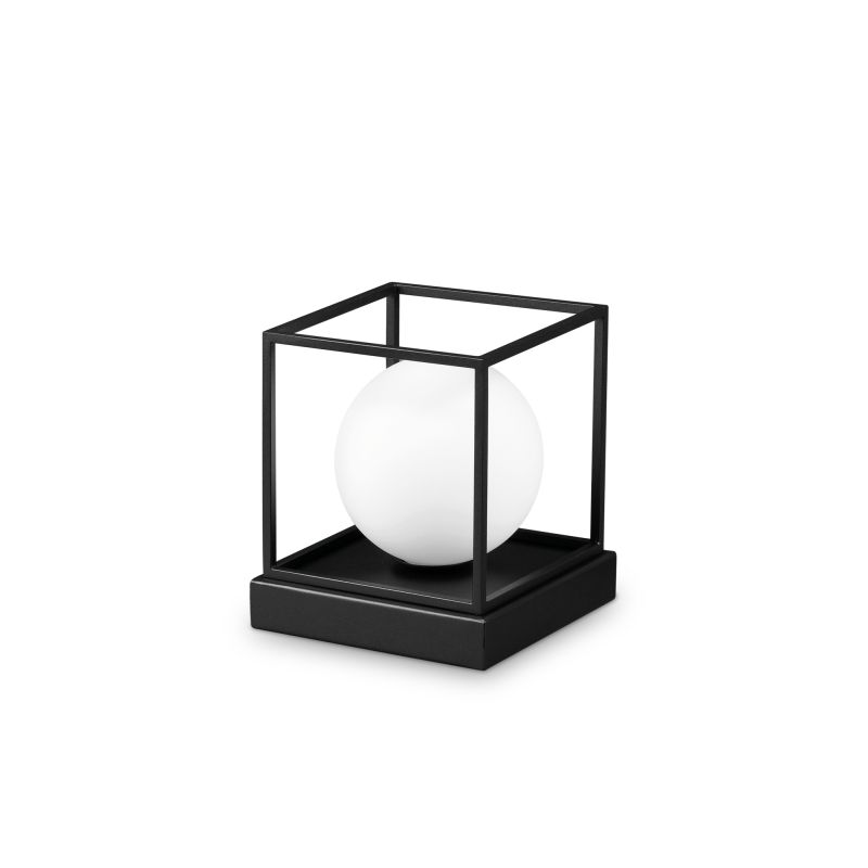 IdealLux-304151 - Lingotto - Matt Black Table Lamp with White Globe