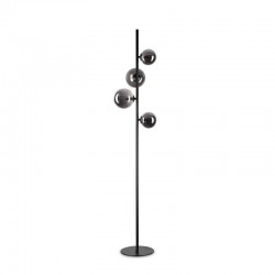 Perlage - Matt Black 4 Light Floor Lamp with Smoked Glass
