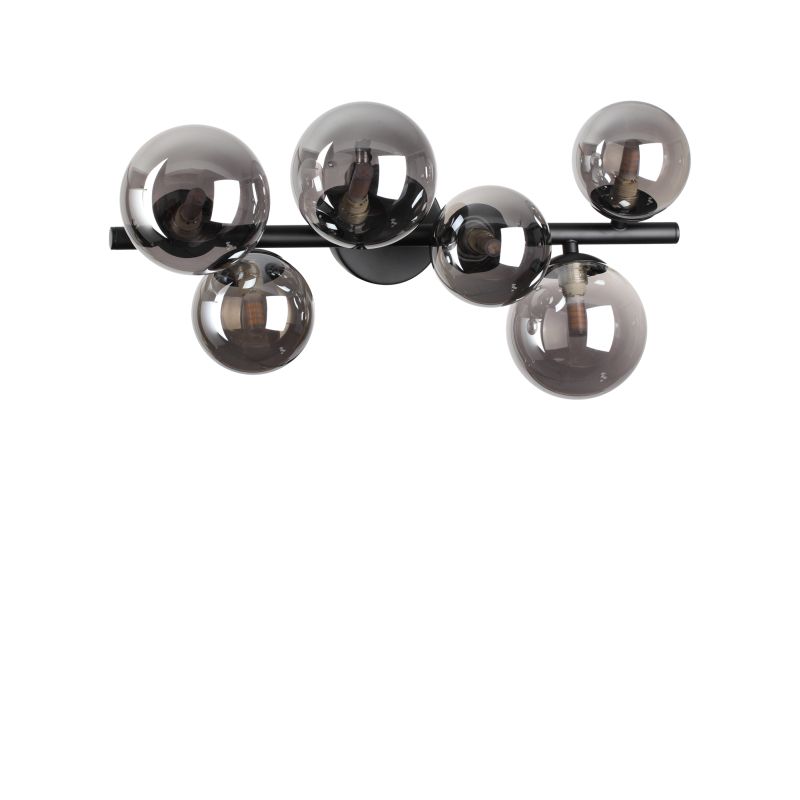 IdealLux-309262 - Perlage - Black 6 Light Semi Flush with Smoked Glasses
