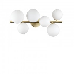 Perlage - Satin Brass 6 Light Semi Flush with White Glasses Perlage - Satin Brass 6 Light Semi Flush with White Glasses