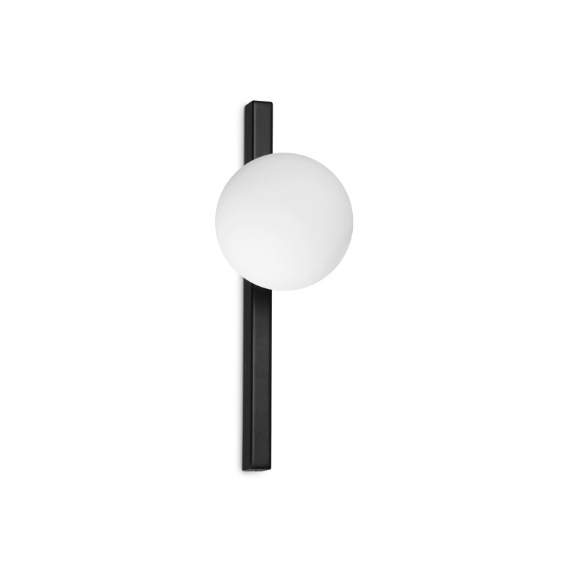 IdealLux-310664 - Binomio - Black Wall Lamp with White Glass Globe