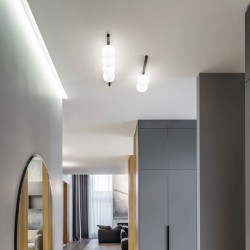 Binomio - Black 4 Light Flush with White Glass Binomio - Black 4 Light Flush with White Glass