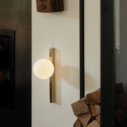 Binomio - Brushed Brass Wall Lamp with White Glass Binomio - Brushed Brass Wall Lamp with White Glass