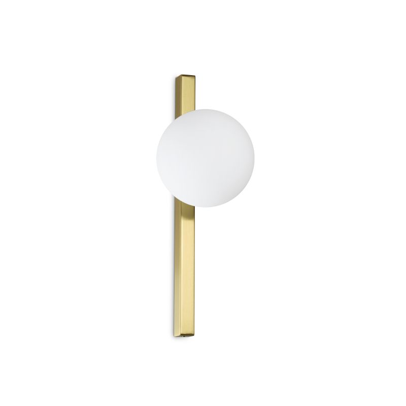 IdealLux-311319 - Binomio - Brushed Brass Wall Lamp with White Glass Globe