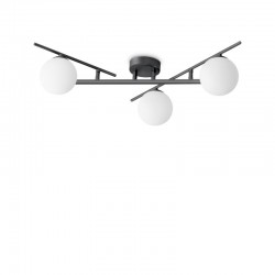 Atlas - Black 3 Light Semi Flush with Opal Glasses Atlas - Black 3 Light Semi Flush with Opal Glasses