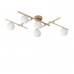 Atlas - Gold 5 Light Semi Flush with Opal Glasses Atlas - Gold 5 Light Semi Flush with Opal Glasses