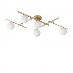 Atlas - Gold 5 Light Semi Flush with Opal Glasses