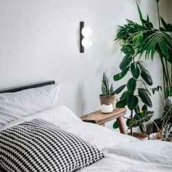 Ping Pong - Black 2 Light LED Wall Lamp with White Globes Ping Pong - Black 2 Light LED Wall Lamp with White Globes
