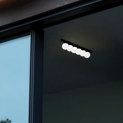 Ping Pong - Black 4 Light LED Flush with White Globes Ping Pong - Black 4 Light LED Flush with White Globes