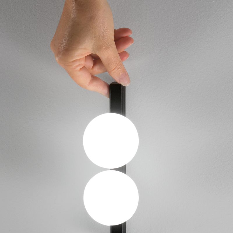 IdealLux-313313 - Ping Pong - Black 4 Light LED Floor Lamp with White Globes
