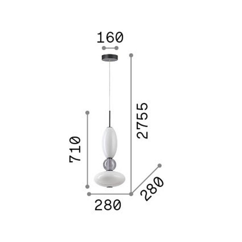 IdealLux-314143 - Lumiere - Black LED Pendant with White & Grey Glass