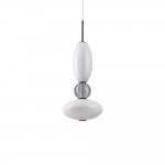 Lumiere - Black LED Pendant with White & Grey Glass