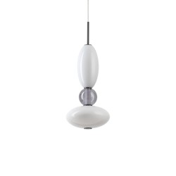 Lumiere - Black LED Pendant with White & Grey Glass