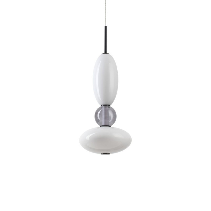 IdealLux-314143 - Lumiere - Black LED Pendant with White & Grey Glass