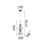 Lumiere - Black LED Pendant with White & Grey Glass