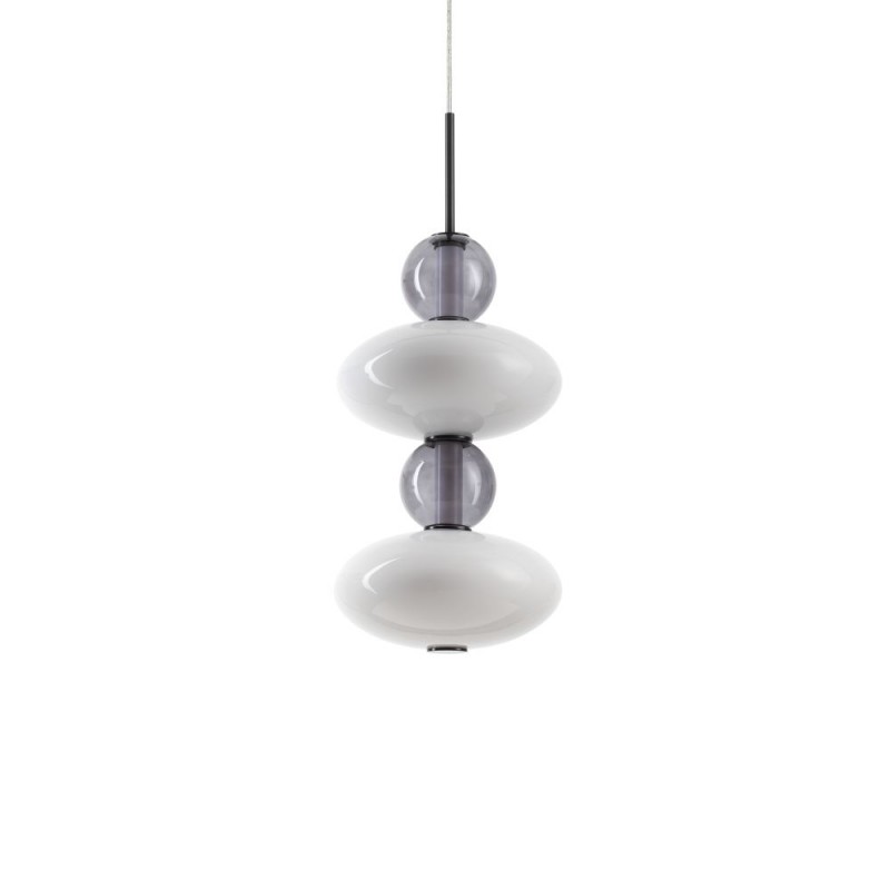IdealLux-314167 - Lumiere - Black LED Pendant with White & Grey Glass