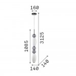 Lumiere - Black LED Pendant with White & Grey Glass