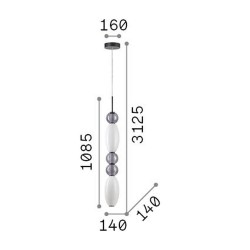 Lumiere - Black LED Pendant with White & Grey Glass