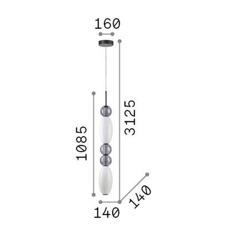 IdealLux-314174 - Lumiere - Black LED Pendant with White & Grey Glass
