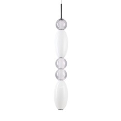 Lumiere - Black LED Pendant with White & Grey Glass