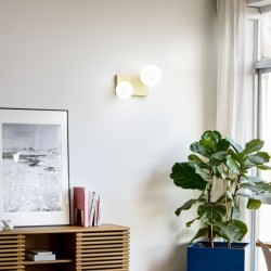 Penta - Brushed Gold 2 Light Semi Flush with White Glasses Penta - Brushed Gold 2 Light Semi Flush with White Glasses