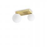 Penta - Brushed Gold 2 Light Semi Flush with White Glasses Penta - Brushed Gold 2 Light Semi Flush with White Glasses