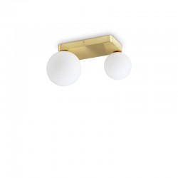 Penta - Brushed Gold 2 Light Semi Flush with White Glasses Penta - Brushed Gold 2 Light Semi Flush with White Glasses