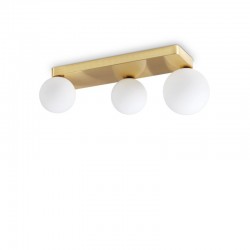 Penta - Brushed Gold 3 Light Semi Flush with White Glasses Penta - Brushed Gold 3 Light Semi Flush with White Glasses