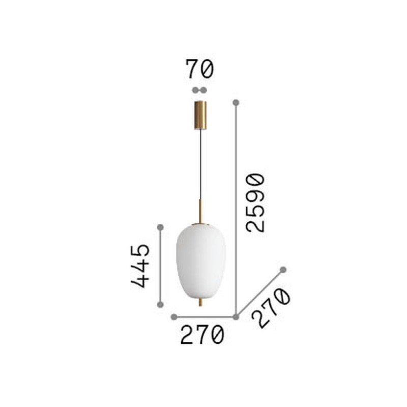 IdealLux-314945 - Umile - Satin Gold LED Pendant with White Glass ∅ 27 cm