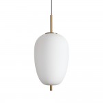Umile - Satin Gold LED Pendant with White Glass ∅ 27 cm
