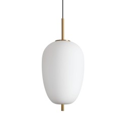 Umile - Satin Gold LED Pendant with White Glass ∅ 27 cm