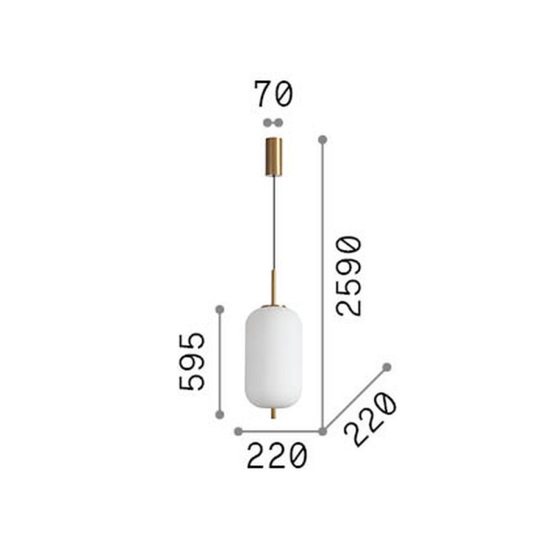 IdealLux-314952 - Umile - Satin Gold LED Pendant with White Glass ∅ 22 cm
