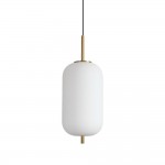 Umile - Satin Gold LED Pendant with White Glass ∅ 22 cm