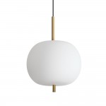 Umile - Satin Gold LED Pendant with White Glass ∅ 30 cm