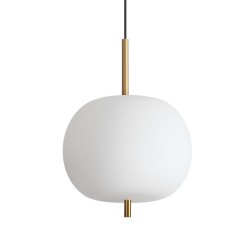 Umile - Satin Gold LED Pendant with White Glass ∅ 30 cm