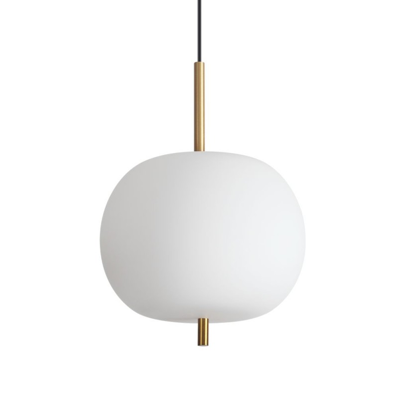 IdealLux-314969 - Umile - Satin Gold LED Pendant with White Glass ∅ 30 cm