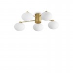 Hermes - Satin Brass 5 Light Ceiling Lamp with White Glasses Hermes - Satin Brass 5 Light Ceiling Lamp with White Glasses