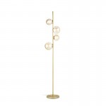 Perlage - Satin Brass 4 Light Floor Lamp with Amber Glasses Perlage - Satin Brass 4 Light Floor Lamp with Amber Glasses