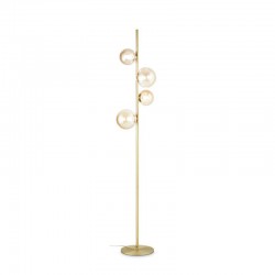 Perlage - Satin Brass 4 Light Floor Lamp with Amber Glasses Perlage - Satin Brass 4 Light Floor Lamp with Amber Glasses