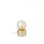 Perlage - Satin Brass Table Lamp with Amber Glass Perlage - Satin Brass Table Lamp with Amber Glass