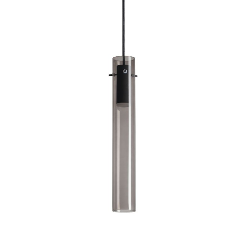 IdealLux-321042 - Flam - Black LED Pendant with Smoked Glass