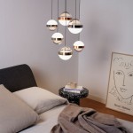 Galaxy - Black Nickel 6 Light LED Cluster Pendant with Multicoloured Globes