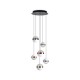 IdealLux-321172 - Galaxy - Black Nickel 6 Light LED Cluster Pendant with Multicoloured Globes