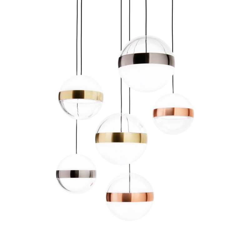 IdealLux-321172 - Galaxy - Black Nickel 6 Light LED Cluster Pendant with Multicoloured Globes