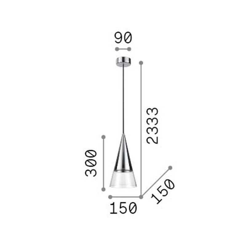 IdealLux-321479 - Cono - Brass & Clear Glass Pendant